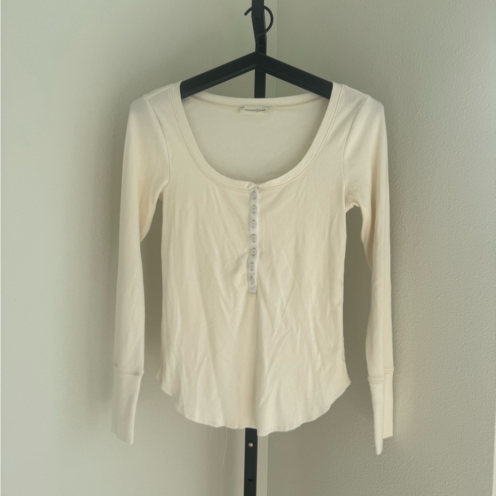 Women's Cream Long Sleeve Top Off White